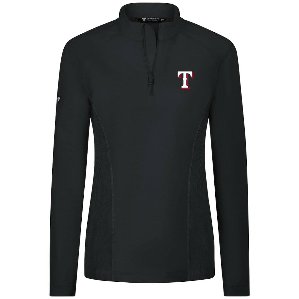 Texas Rangers Levelwear Women's Upright Insignia 2.0 Quarter-Zip Tri-Blend Top - Black Tops
