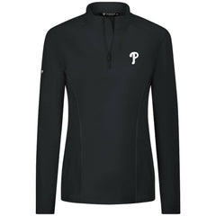 Philadelphia Phillies Levelwear Women's Upright Insignia 2.0 Quarter-Zip Tri-Blend Top - Black Tops