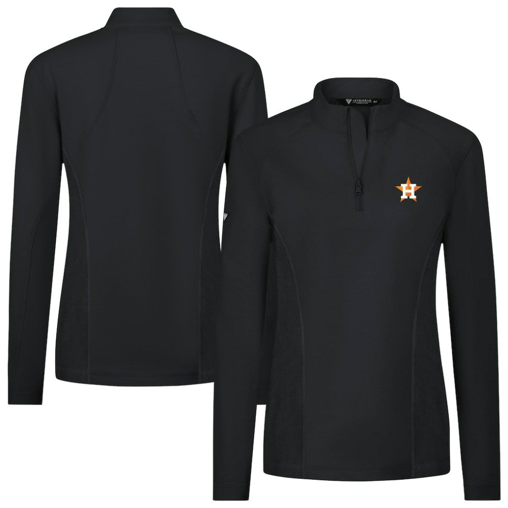 Houston Astros Levelwear Women's Upright Insignia 2.0 Quarter-Zip Tri-Blend Top - Black Tops
