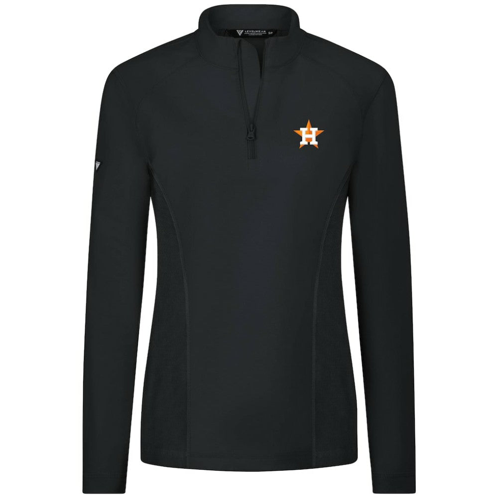 Houston Astros Levelwear Women's Upright Insignia 2.0 Quarter-Zip Tri-Blend Top - Black Tops