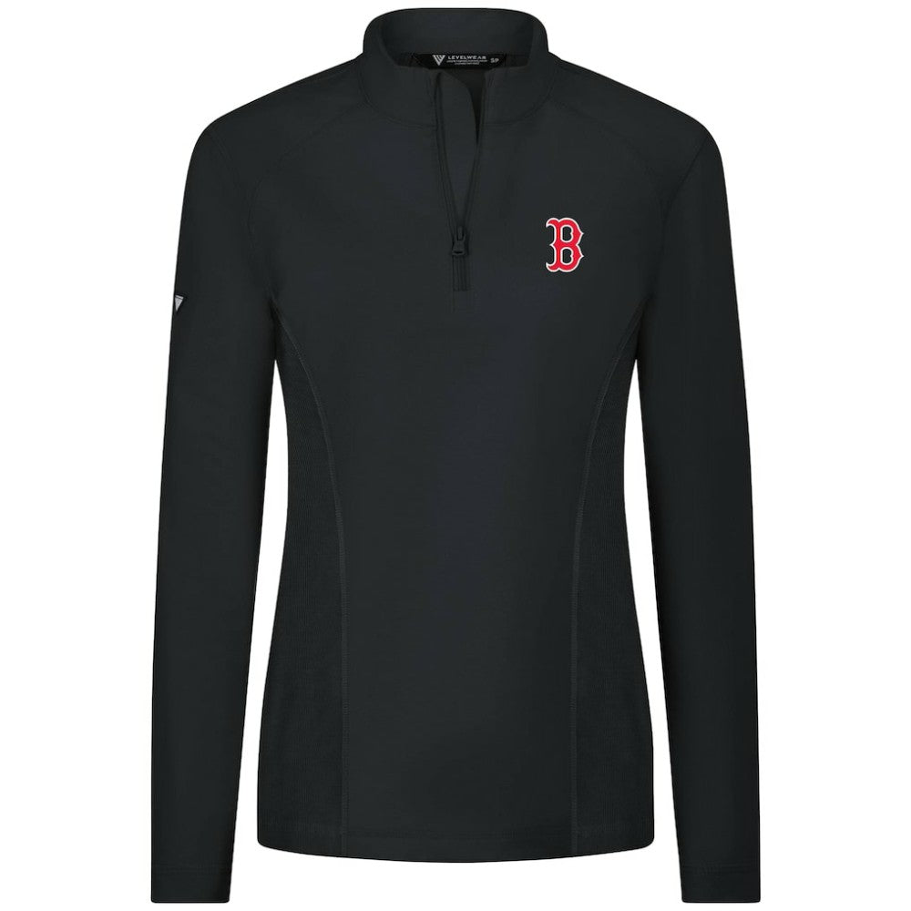 Boston Red Sox Levelwear Women's Upright Insignia 2.0 Quarter-Zip Tri-Blend Top - Black Tops