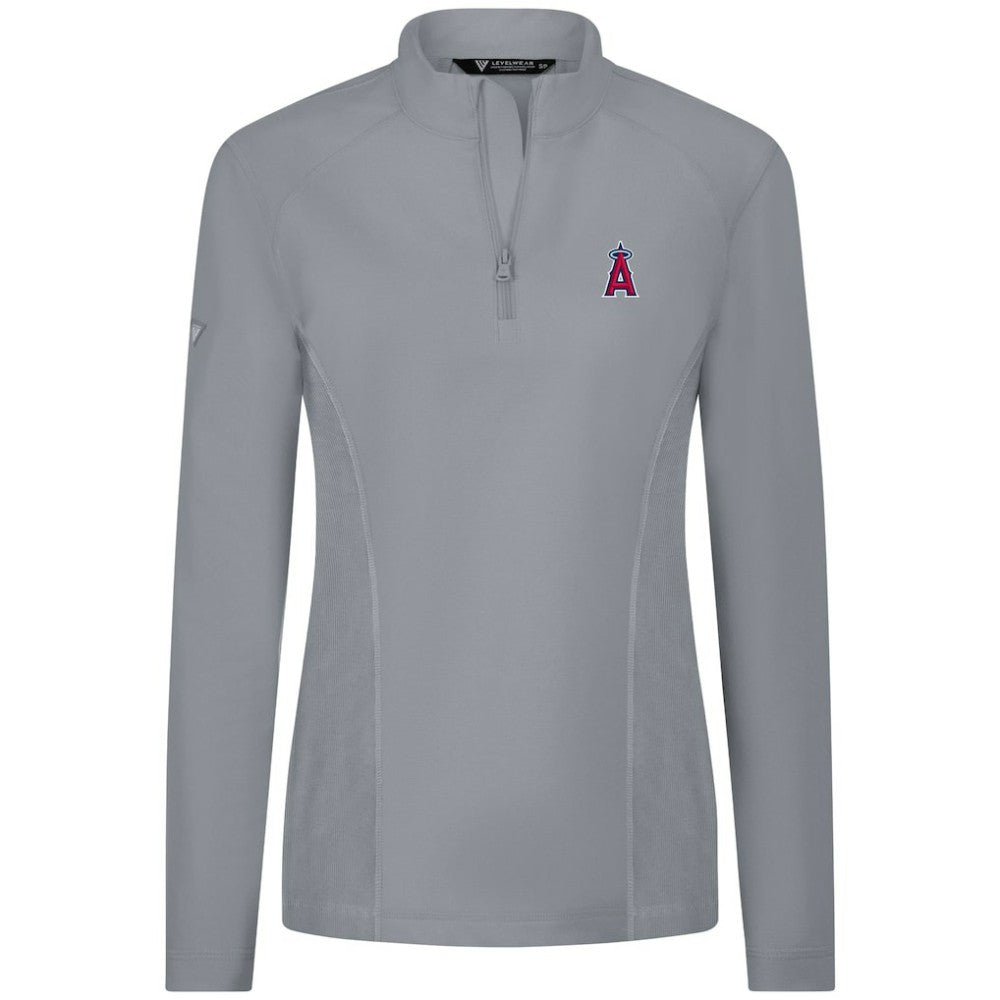 Los Angeles Angels Levelwear Women's Upright Insignia 2.0 Quarter-Zip Tri-Blend Top - Gray Tops