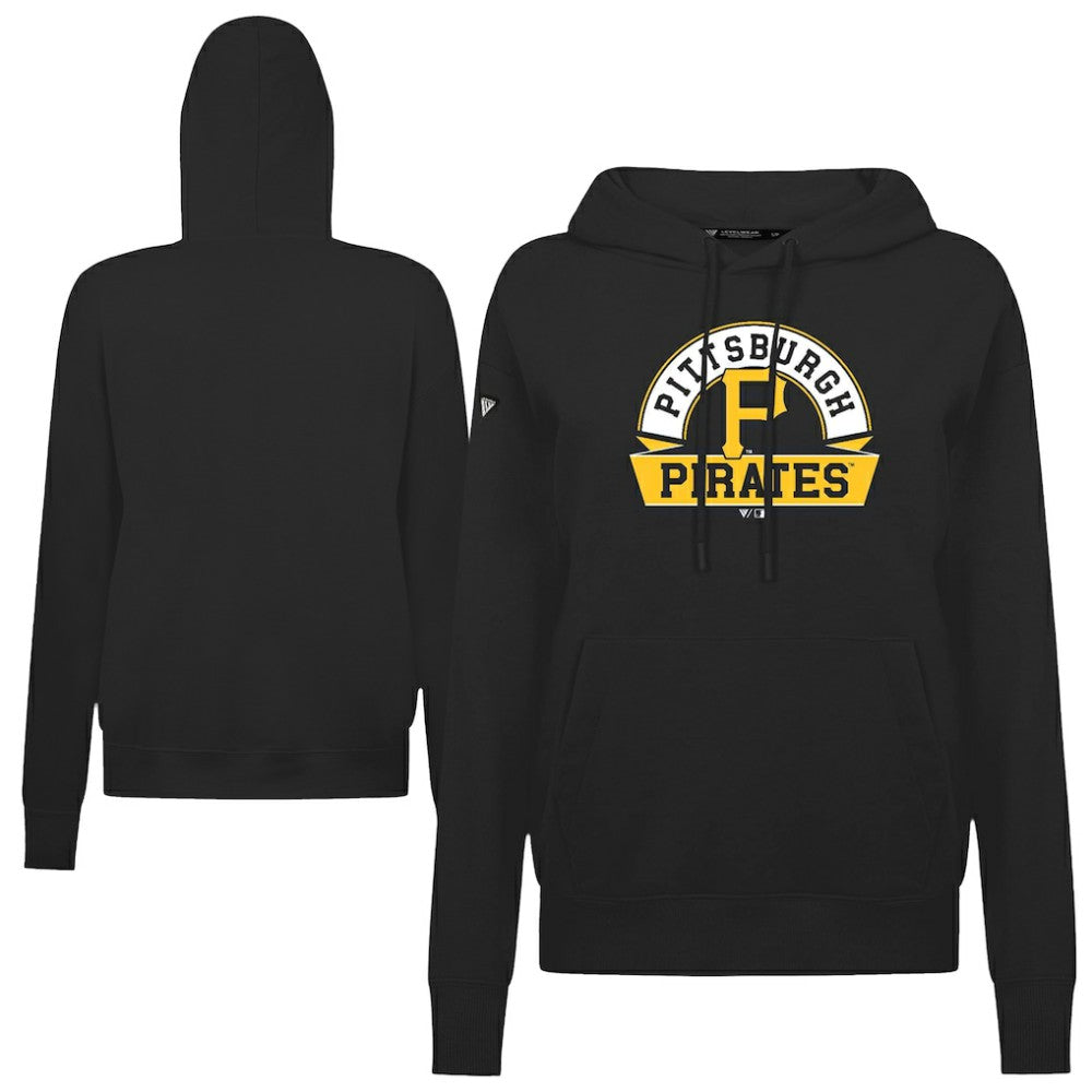 Pittsburgh Pirates Levelwear Women's Adorn Banner Arch Hoodie - Black Hoodies
