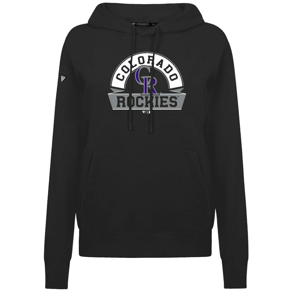 Colorado Rockies Levelwear Women's Adorn Banner Arch Hoodie - Black Hoodies