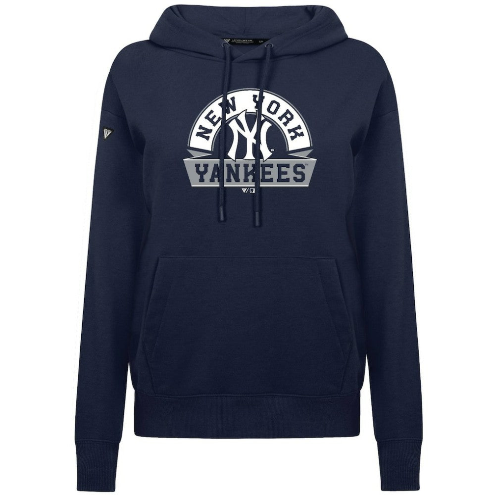 New York Yankees Levelwear Women's Adorn Banner Arch Hoodie - Navy Hoodies