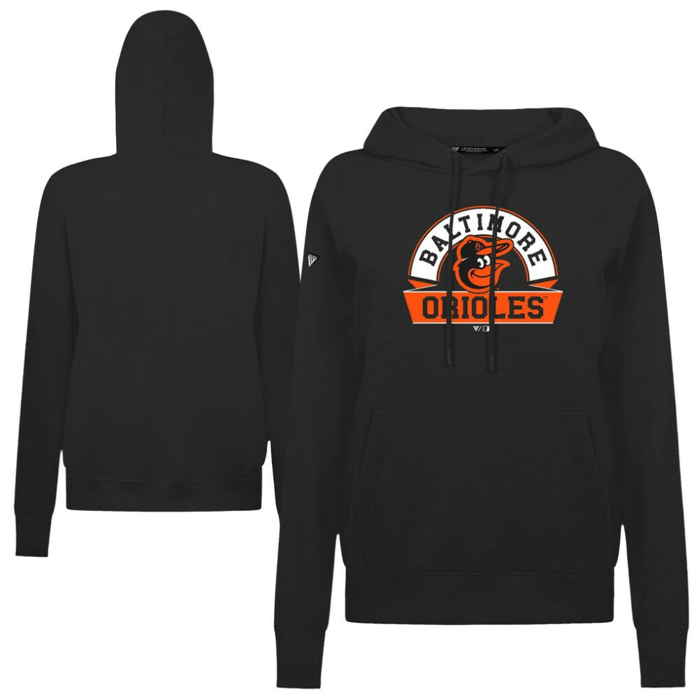 Baltimore Orioles Levelwear Women's Adorn Banner Arch Hoodie - Black Hoodies