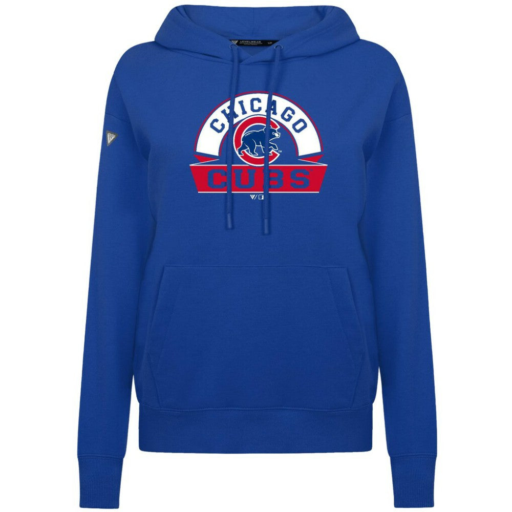 Chicago Cubs Levelwear Women's Adorn Banner Arch Hoodie - Royal Hoodies