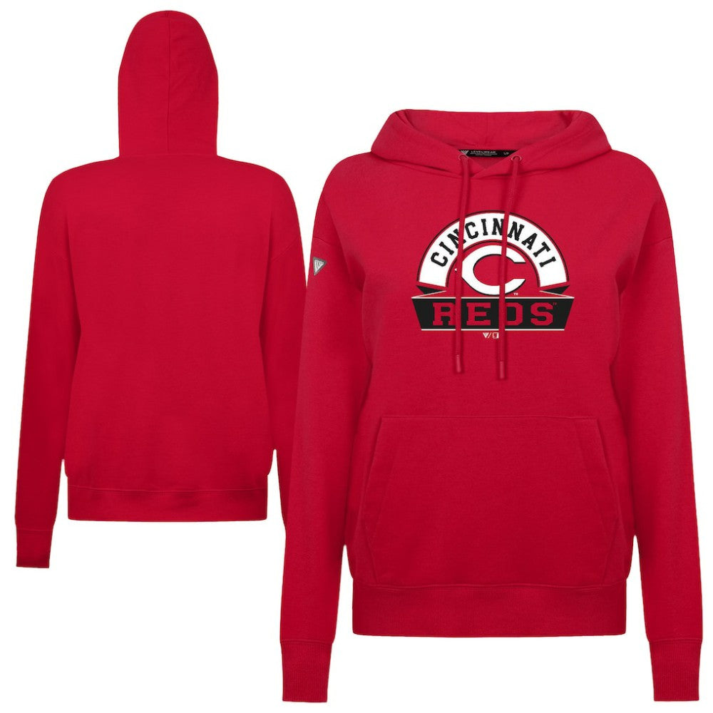 Cincinnati Reds Levelwear Women's Adorn Banner Arch Hoodie - Red Hoodies