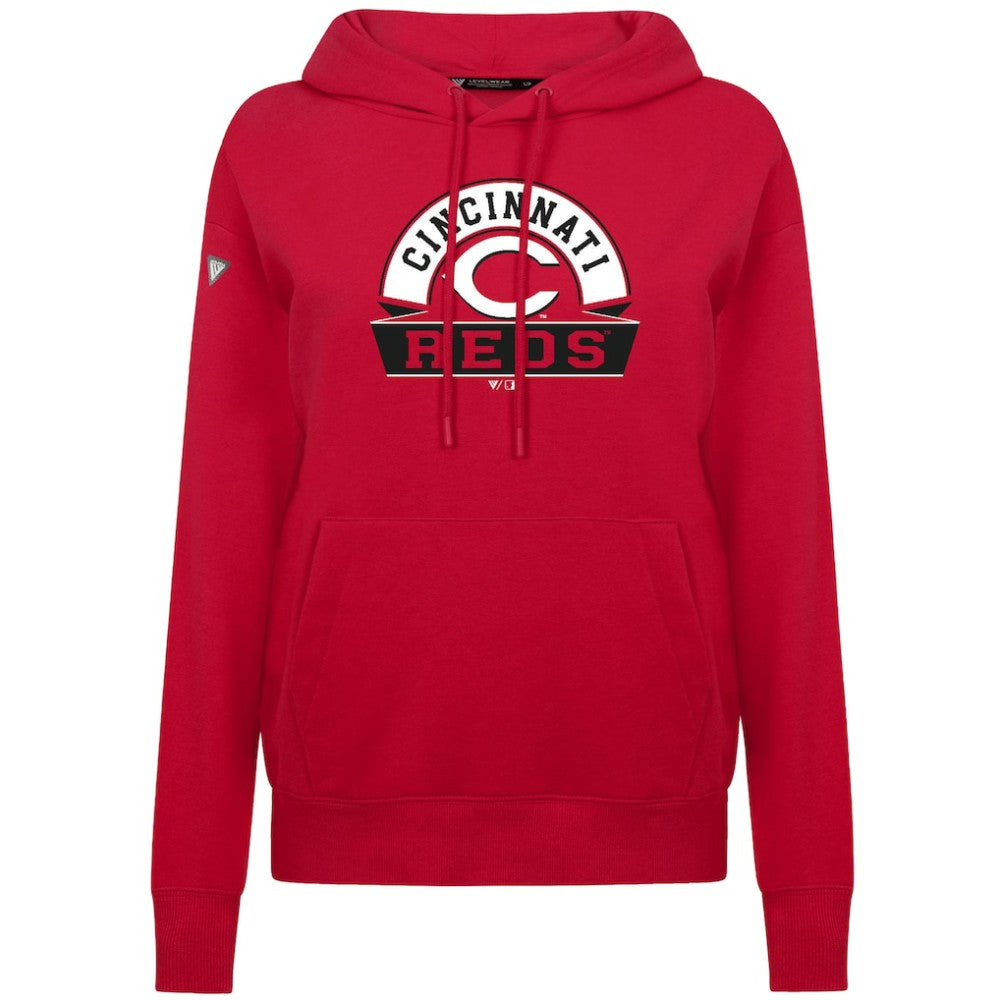 Cincinnati Reds Levelwear Women's Adorn Banner Arch Hoodie - Red Hoodies