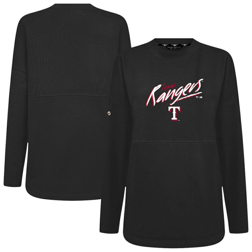 Texas Rangers Levelwear Women's Oversized Beaudry Sizzle Top - Black Tops