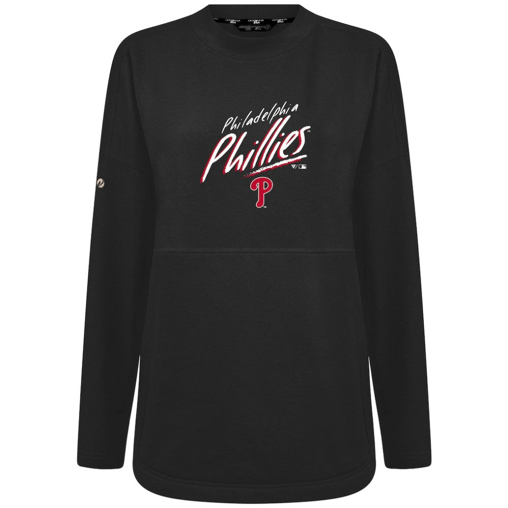 Philadelphia Phillies Levelwear Women's Oversized Beaudry Sizzle Top - Black Tops