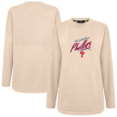 Philadelphia Phillies Levelwear Women's Oversized Beaudry Sizzle Top - Khaki Tops