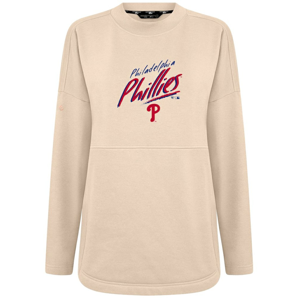 Philadelphia Phillies Levelwear Women's Oversized Beaudry Sizzle Top - Khaki Tops
