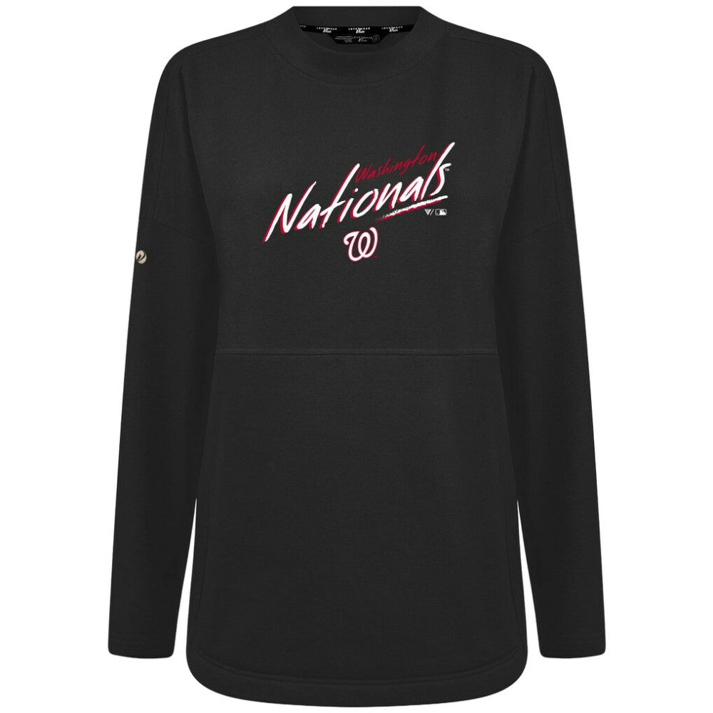 Washington Nationals Levelwear Women's Oversized Beaudry Sizzle Top - Black Tops