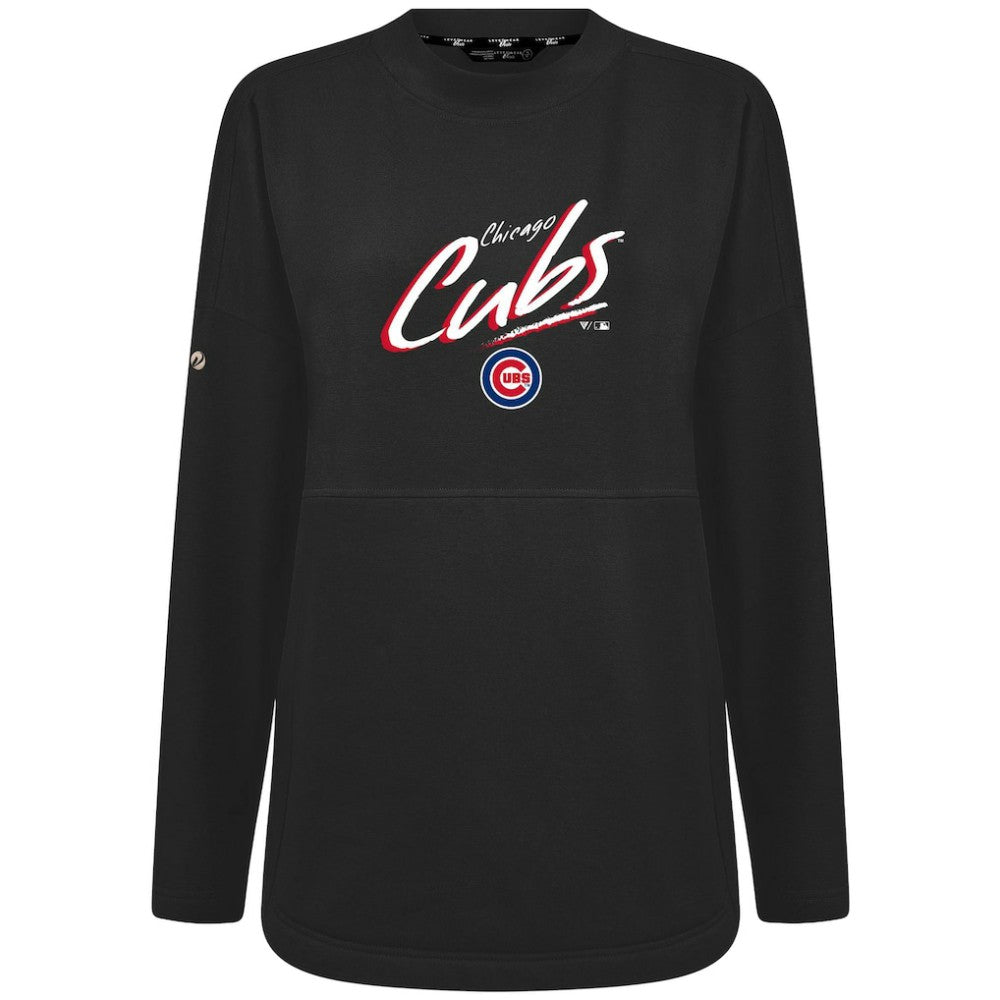 Chicago Cubs Levelwear Women's Oversized Beaudry Sizzle Top - Black Tops