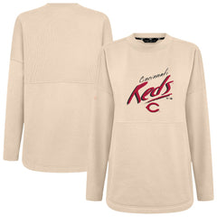 Cincinnati Reds Levelwear Women's Oversized Beaudry Sizzle Top - Khaki Tops
