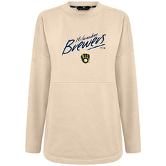 Milwaukee Brewers Levelwear Women's Oversized Beaudry Sizzle Top - Khaki Tops