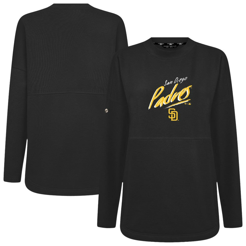 San Diego Padres Levelwear Women's Oversized Beaudry Sizzle Top - Black Tops