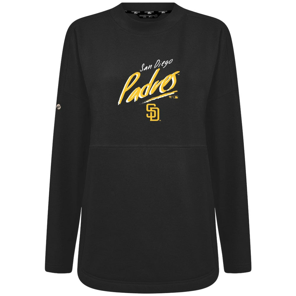 San Diego Padres Levelwear Women's Oversized Beaudry Sizzle Top - Black Tops