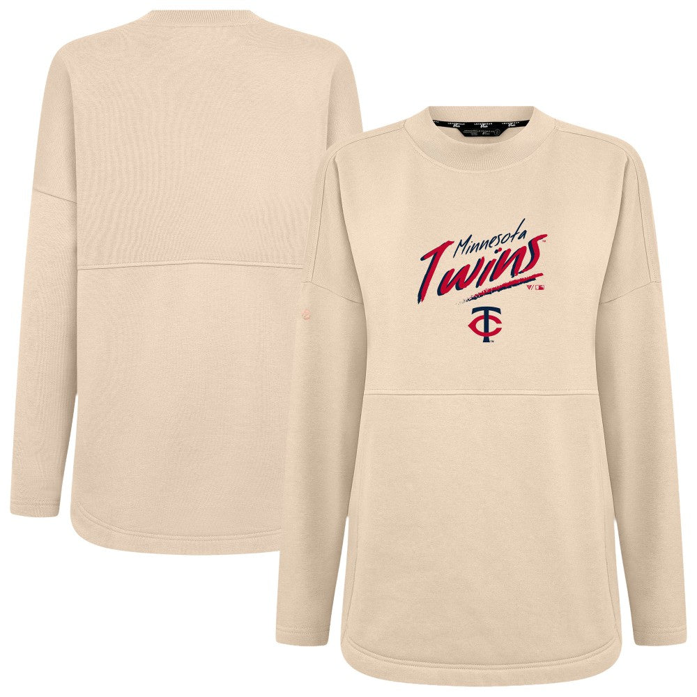 Minnesota Twins Levelwear Women's Oversized Beaudry Sizzle Top - Khaki Tops