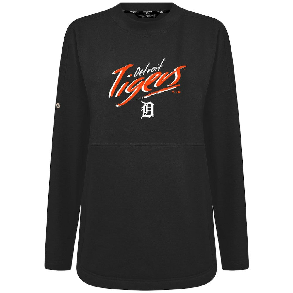 Detroit Tigers Levelwear Women's Oversized Beaudry Sizzle Top - Black Tops