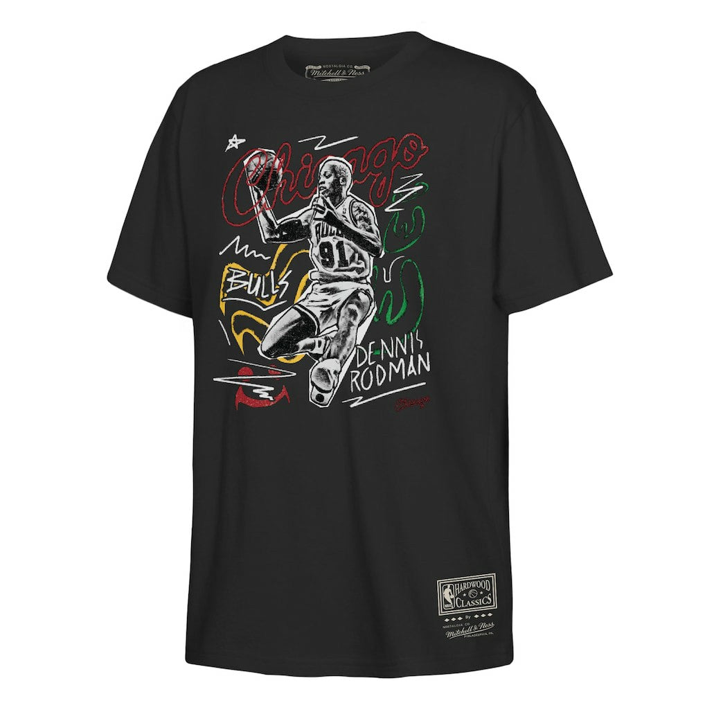 Dennis Rodman Chicago Bulls Youth Chalked Up T-Shirt Black