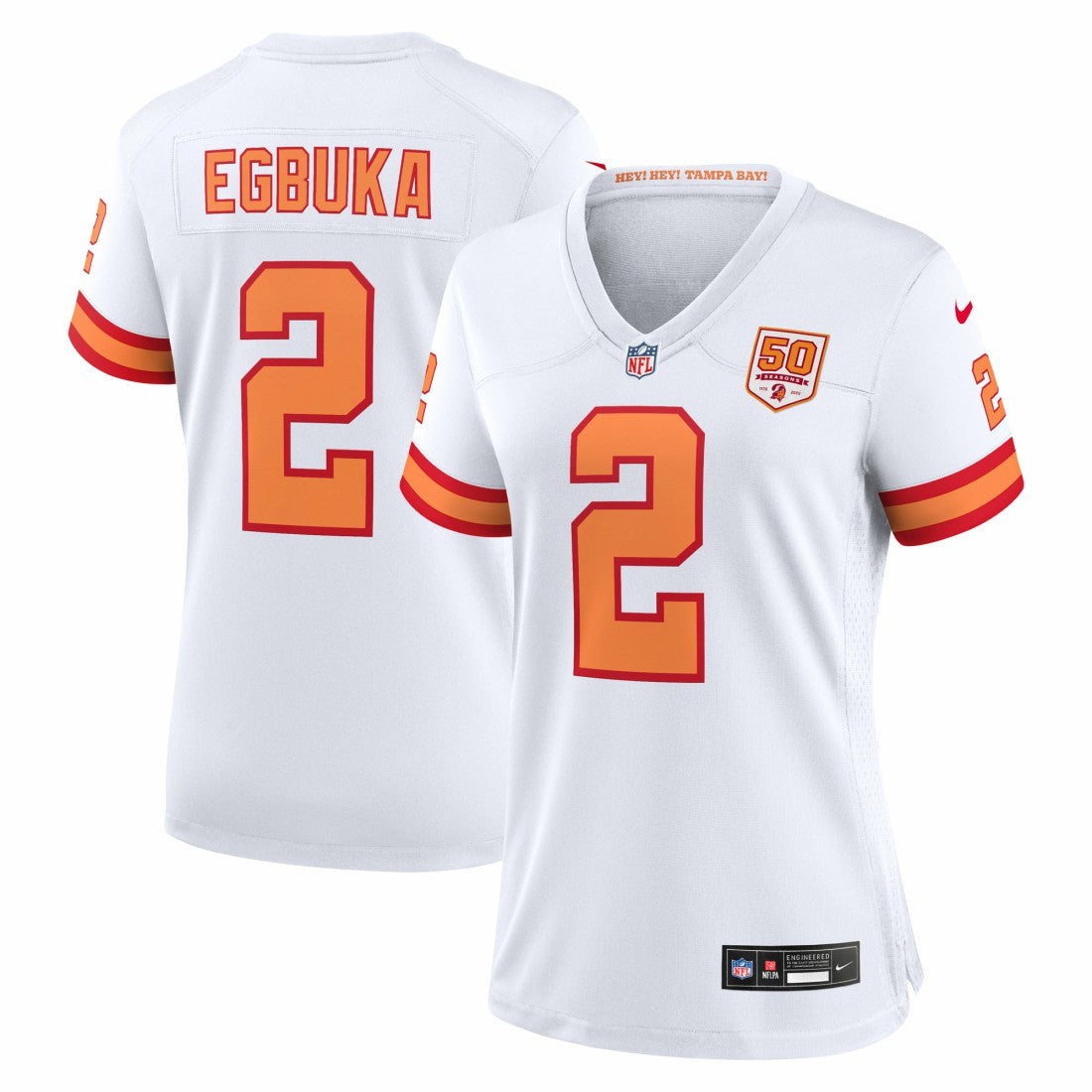 Emeka Egbuka '76 Tampa Bay Buccaneers Women's Alternate 50th Season Game Jersey White