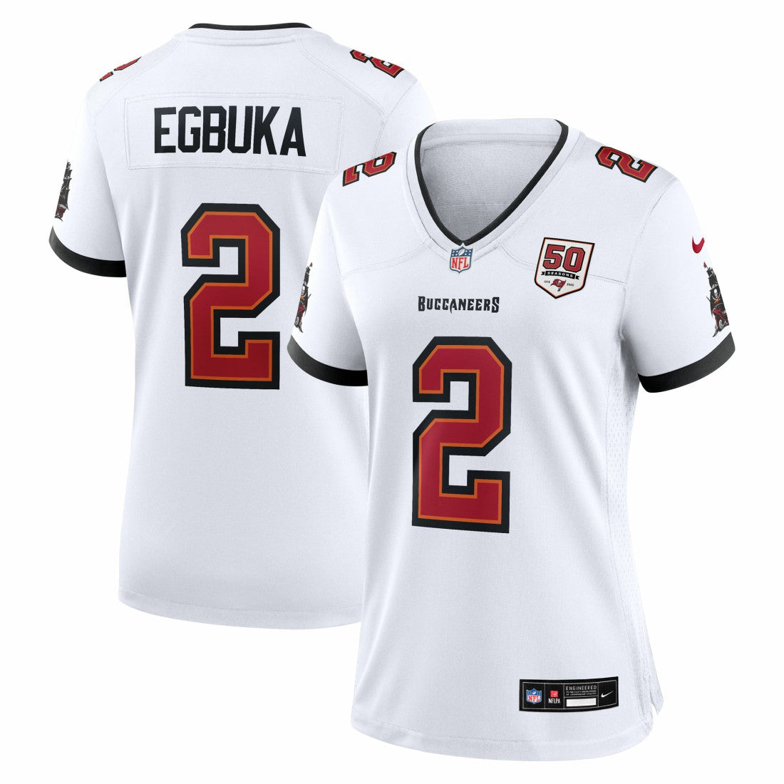 Emeka Egbuka Tampa Bay Buccaneers Women's 50th Season Game Jersey White