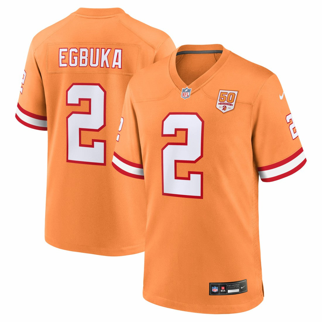 Emeka Egbuka Tampa Bay Buccaneers Alternate 2 50th Season Game Jersey Creamsicle