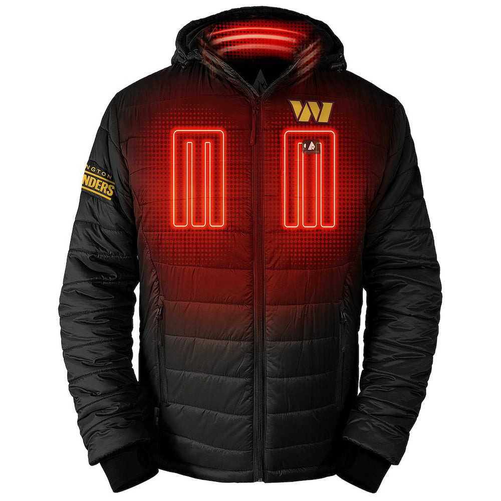 Washington Commanders ActionHeat 5V Battery Heated Full-Zip Hoodie Puffer Jacket Black