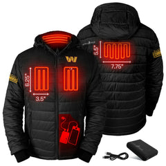 Washington Commanders ActionHeat 5V Battery Heated Full-Zip Hoodie Puffer Jacket Black