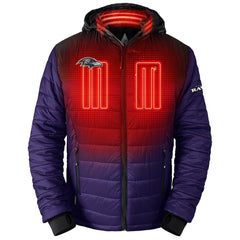Baltimore Ravens ActionHeat 5V Battery Heated Full-Zip Hoodie Puffer Jacket Purple