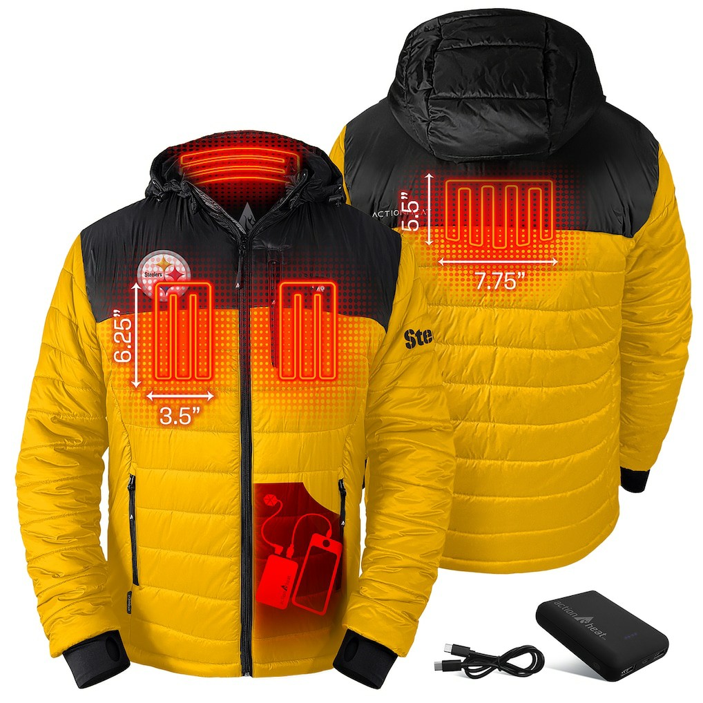 Pittsburgh Steelers ActionHeat 5V Battery Heated Colorblock Full-Zip Puffer Jacket Black/Gold