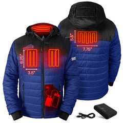 Buffalo Bills ActionHeat 5V Battery Heated Colorblock Full-Zip Puffer Jacket Black/Royal