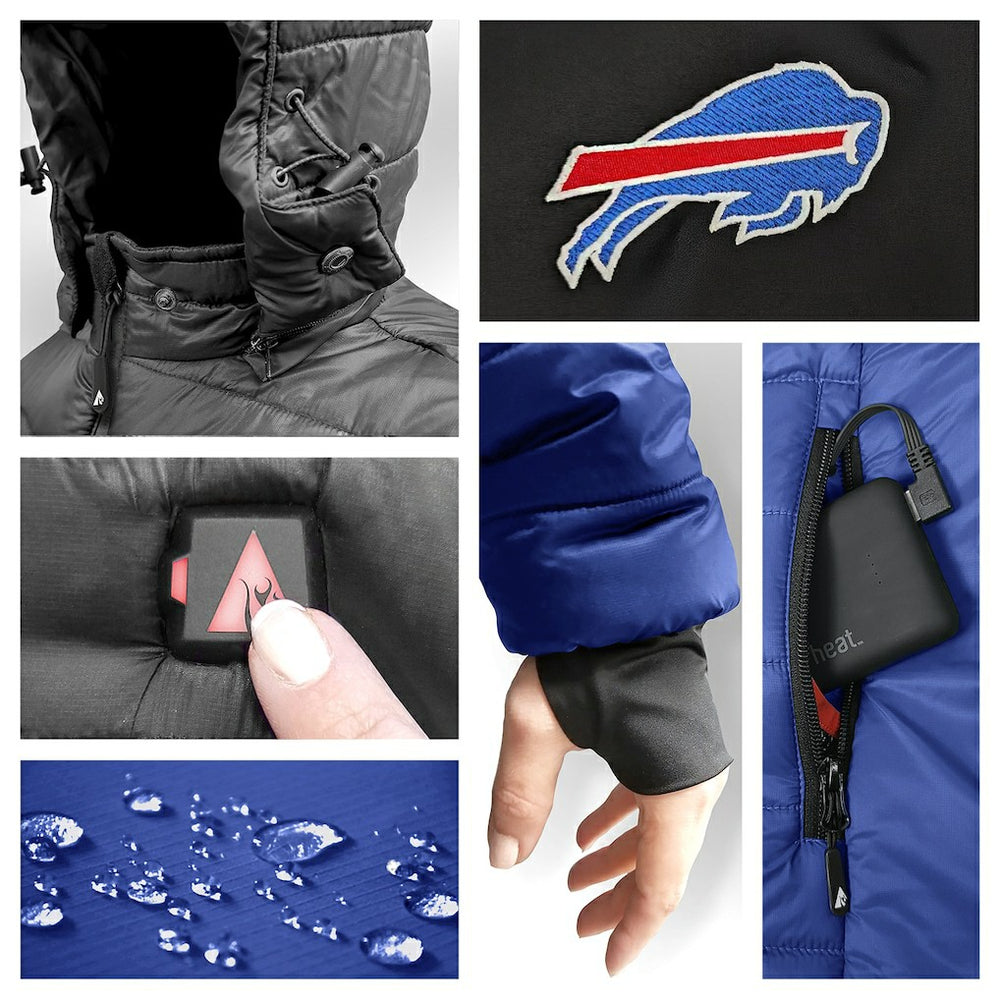 Buffalo Bills ActionHeat 5V Battery Heated Colorblock Full-Zip Puffer Jacket Black/Royal