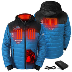 Detroit Lions ActionHeat 5V Battery Heated Colorblock Full-Zip Puffer Jacket Black/Blue