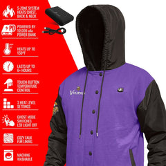 Minnesota Vikings ActionHeat 5V Battery Heated Full-Snap Varsity Jacket Purple/Black