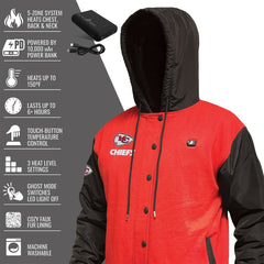 Kansas City Chiefs ActionHeat 5V Battery Heated Full-Snap Varsity Jacket Red/Black