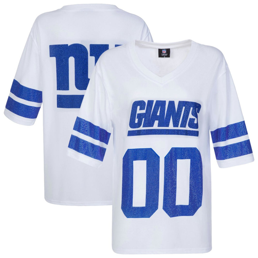 New York Giants Cuce Women's Rhinestone V-Neck Tunic White