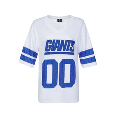 New York Giants Cuce Women's Rhinestone V-Neck Tunic White