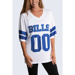 Buffalo Bills Cuce Women's Rhinestone V-Neck Tunic White