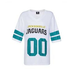 Jacksonville Jaguars Cuce Women's Rhinestone V-Neck Tunic White