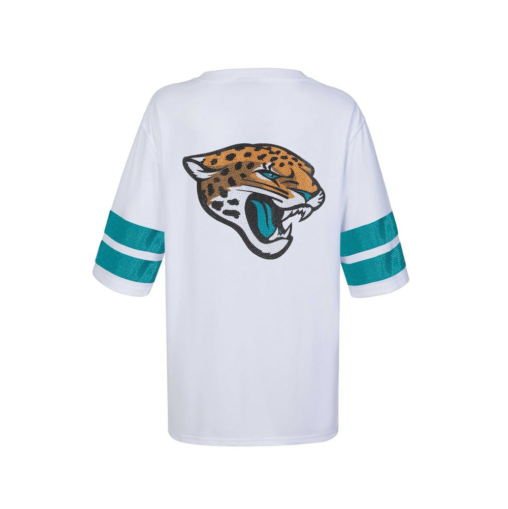Jacksonville Jaguars Cuce Women's Rhinestone V-Neck Tunic White