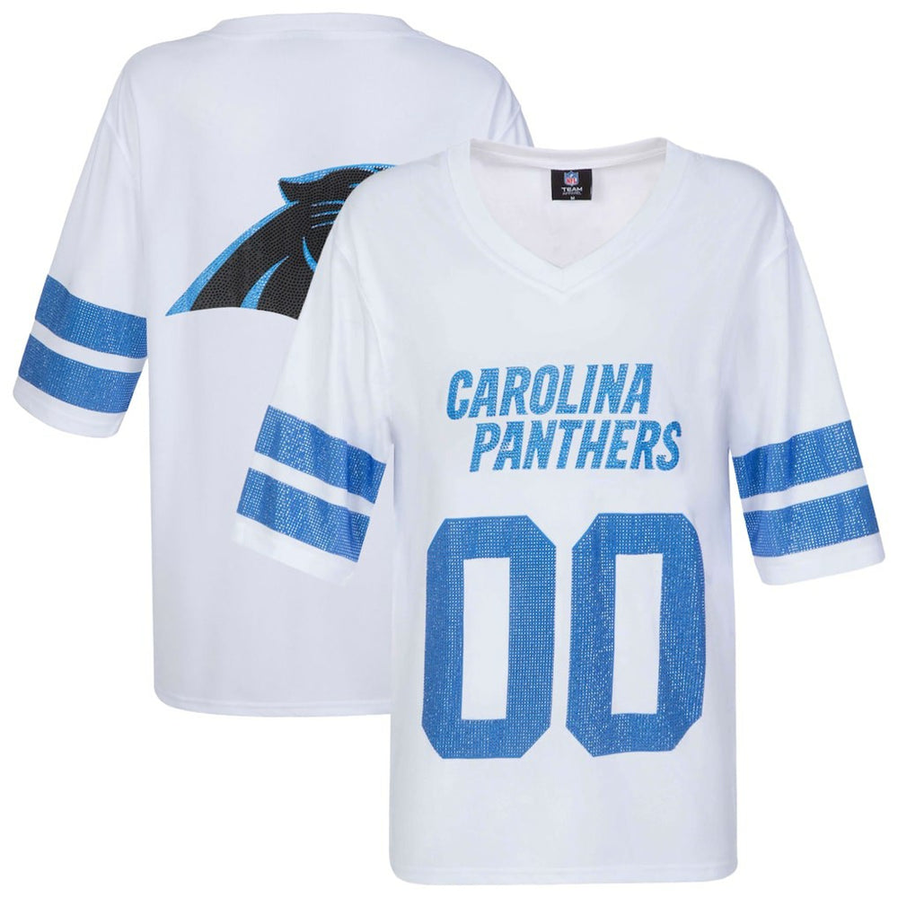 Carolina Panthers Cuce Women's Rhinestone V-Neck Tunic White