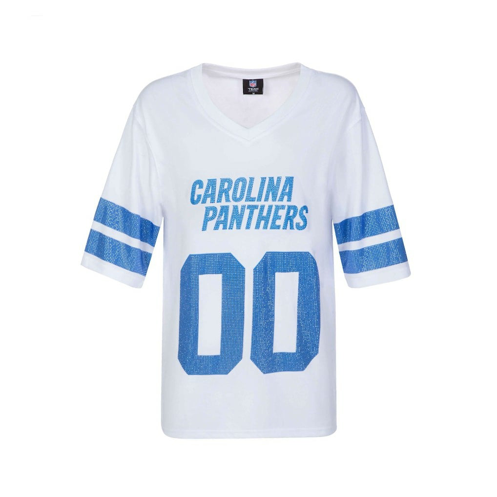 Carolina Panthers Cuce Women's Rhinestone V-Neck Tunic White
