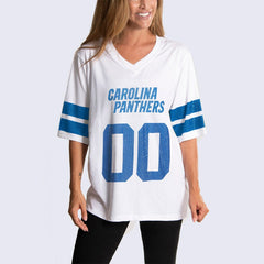 Carolina Panthers Cuce Women's Rhinestone V-Neck Tunic White