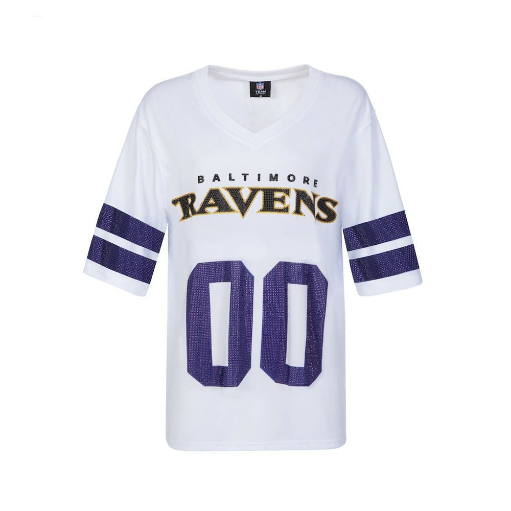Baltimore Ravens Cuce Women's Rhinestone V-Neck Tunic White