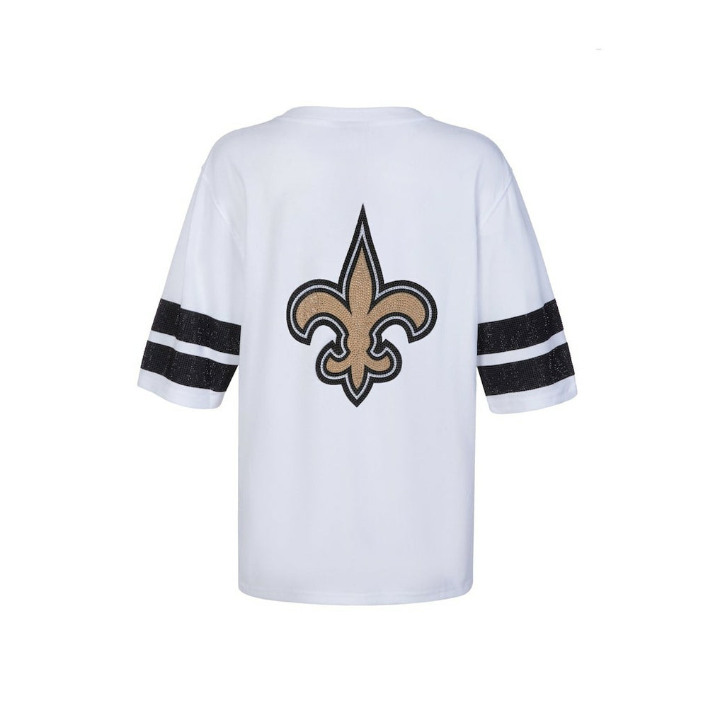 New Orleans Saints Cuce Women's Rhinestone V-Neck Tunic White
