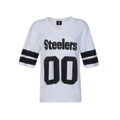 Pittsburgh Steelers Cuce Women's Rhinestone V-Neck Tunic White