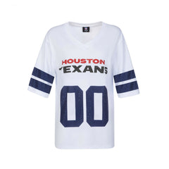 Houston Texans Cuce Women's Rhinestone V-Neck Tunic White